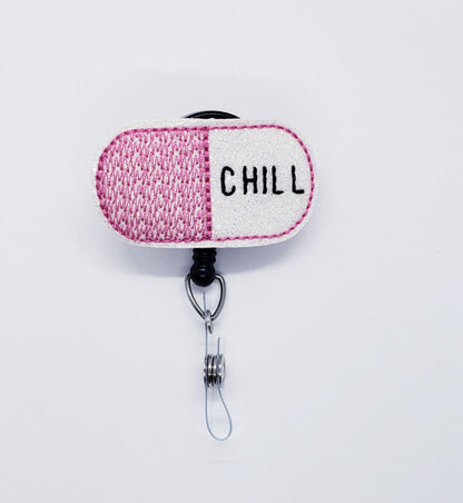Chill Pill (Pink) Badge Reel - YaYa Unique